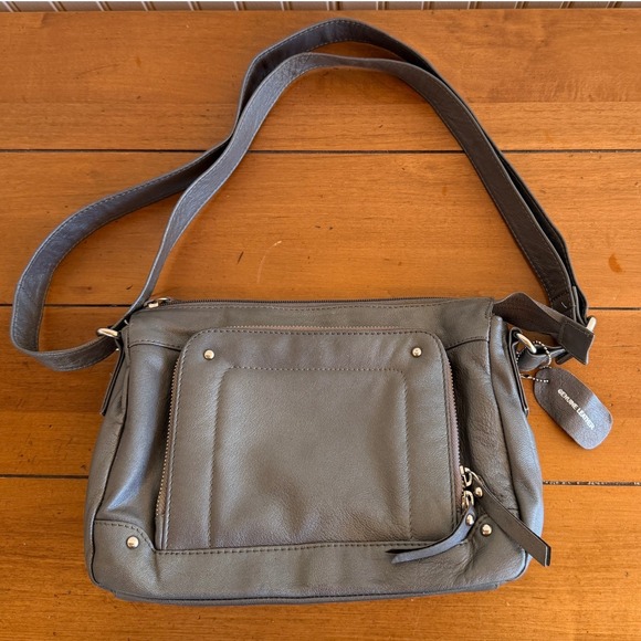 Great American Leather Works Handbags - Great American Leather‎ Works Leather Crossbody Shoulder Bag Grey Satchel Purse